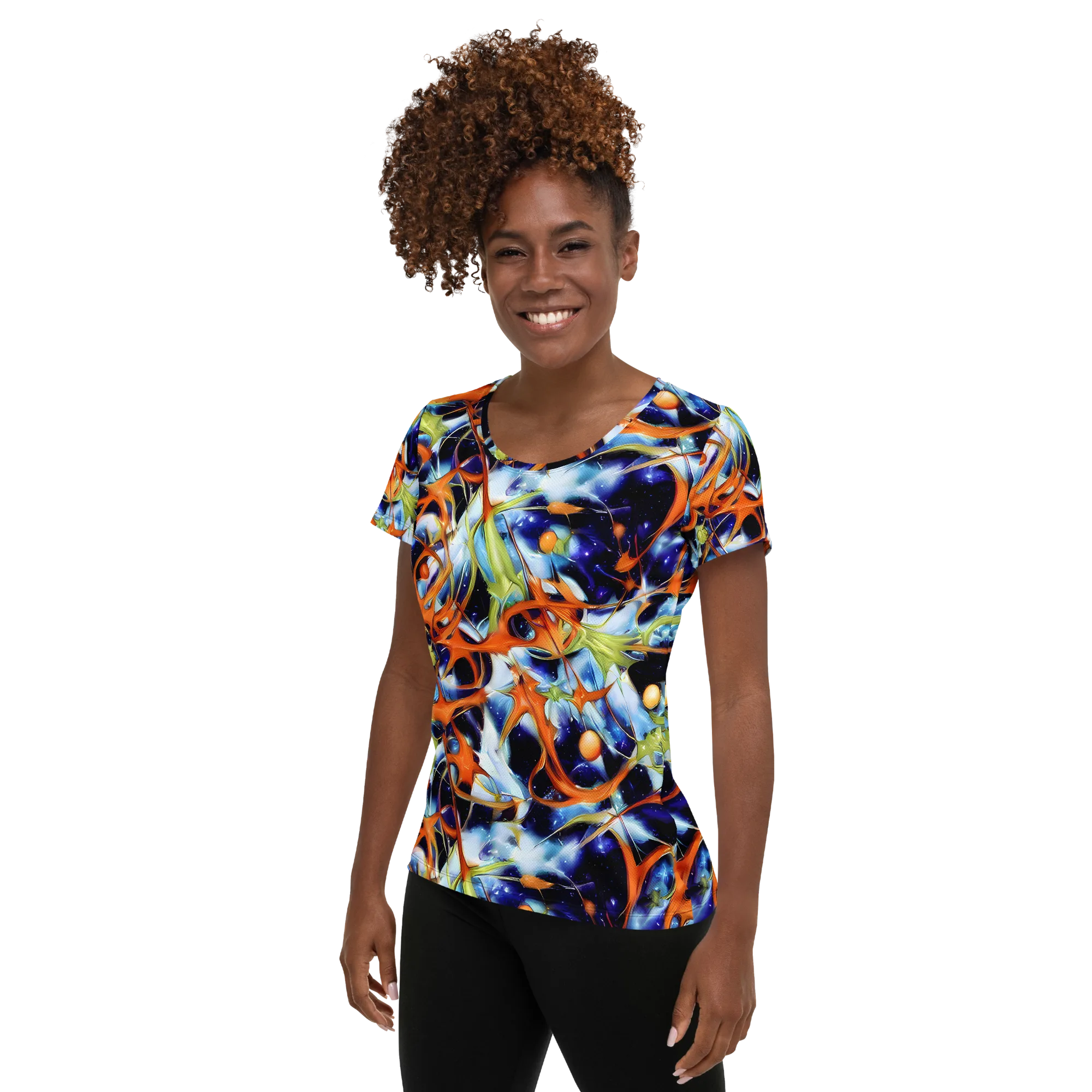 Astral Citrus on Women's Athletic T-Shirt — Left