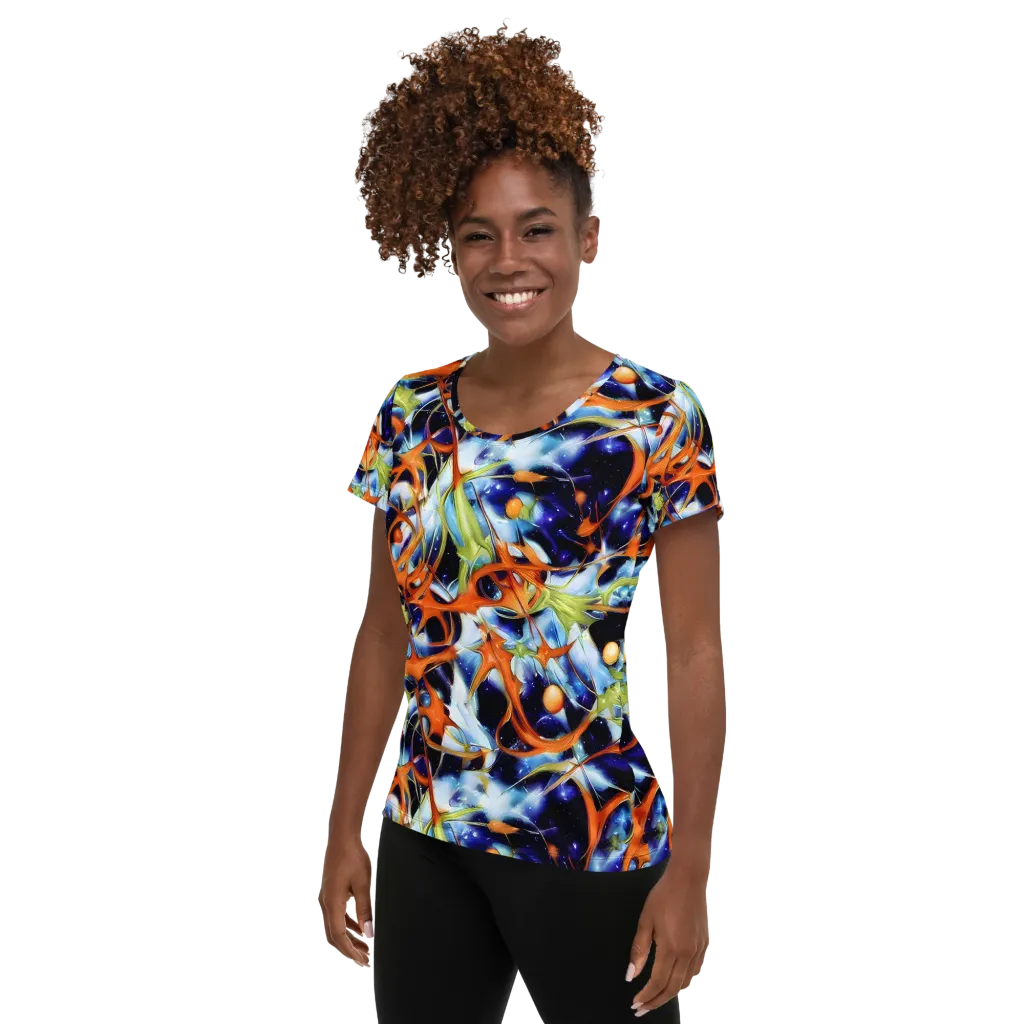 Astral Citrus on Women's Athletic T-Shirt — Left
