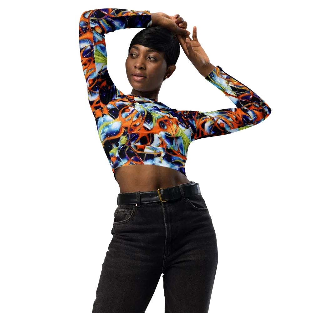 Astral Citrus on Long Sleeve Crop Top — Front