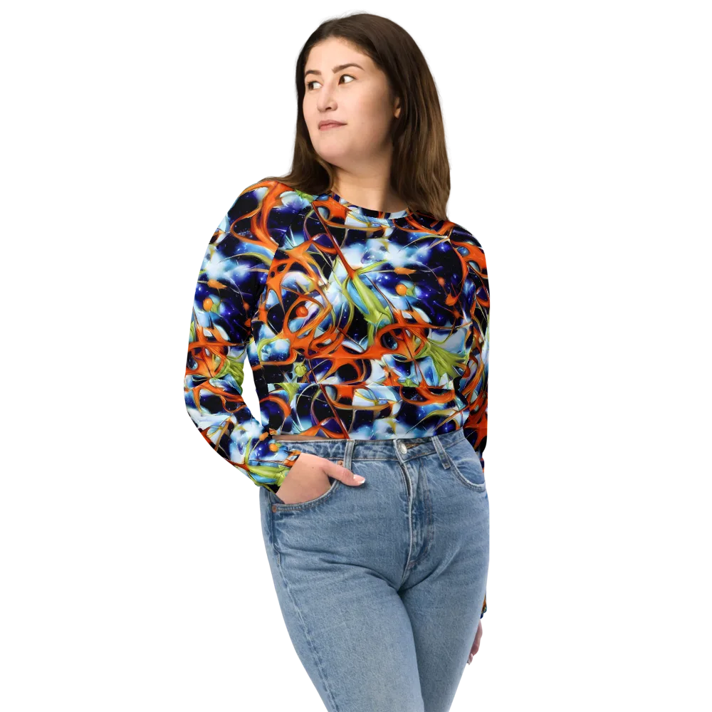 Astral Citrus on Long Sleeve Crop Top — Front