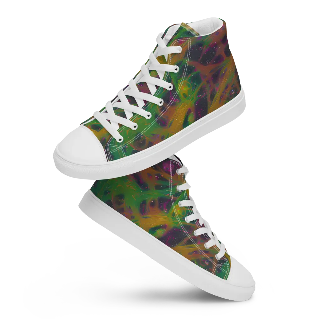 Starfall Reverie on Men's High Top Canvas Shoes — Front