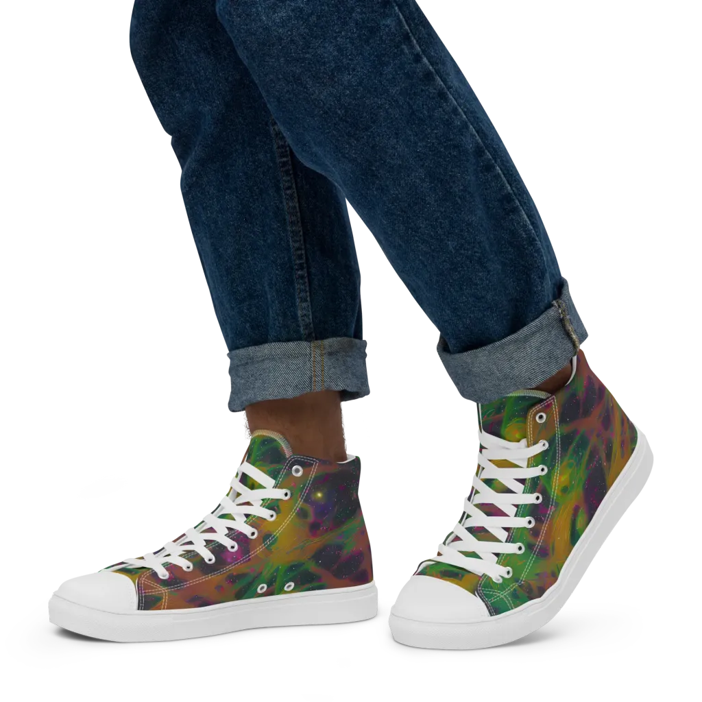 Starfall Reverie on Men's High Top Canvas Shoes — Left