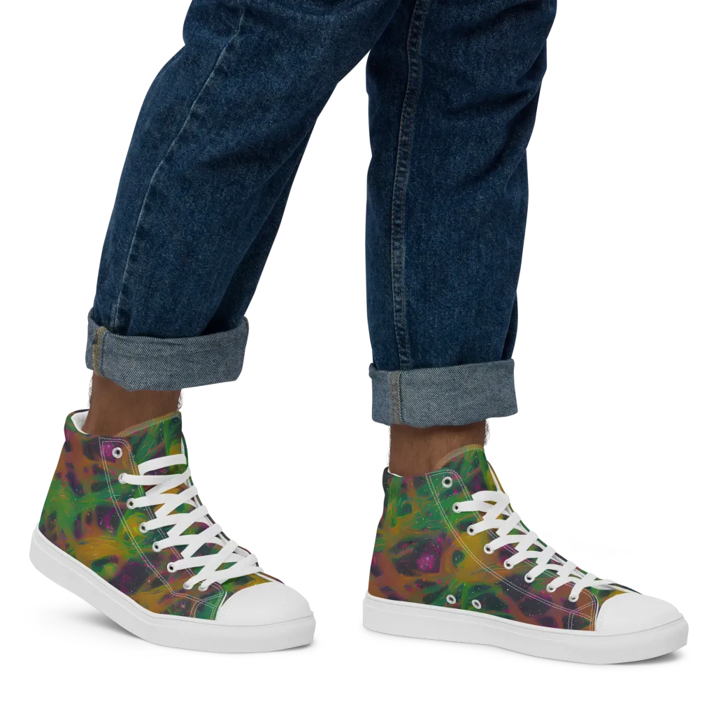 Starfall Reverie on Men's High Top Canvas Shoes — Right