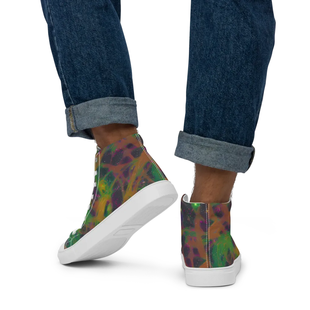Starfall Reverie on Men's High Top Canvas Shoes — Back
