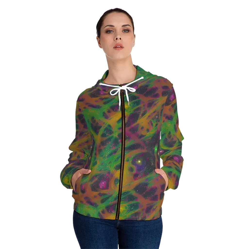 Starfall Reverie on Women's Full-Zip Hoodie — Front On Person