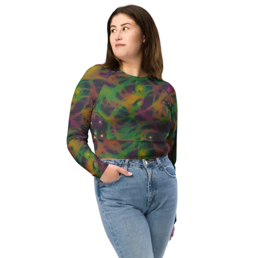 Starfall Reverie on a Long Sleeve Crop Top