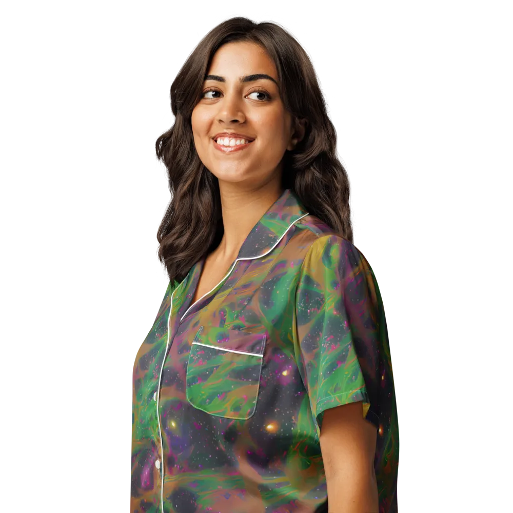 Starfall Reverie on Women's Short Sleeve Pajama Top — Left Front