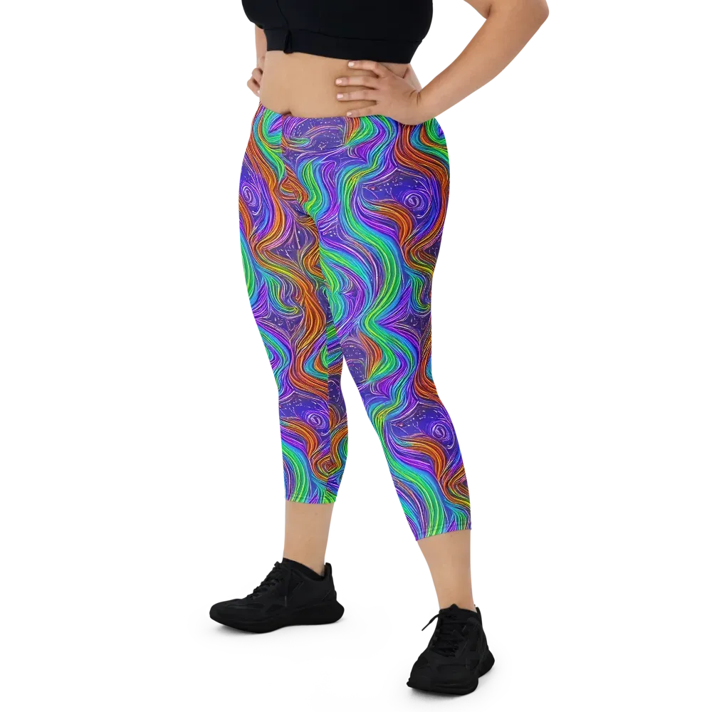 Kaleidoscope Stream on Capri Leggings — Front
