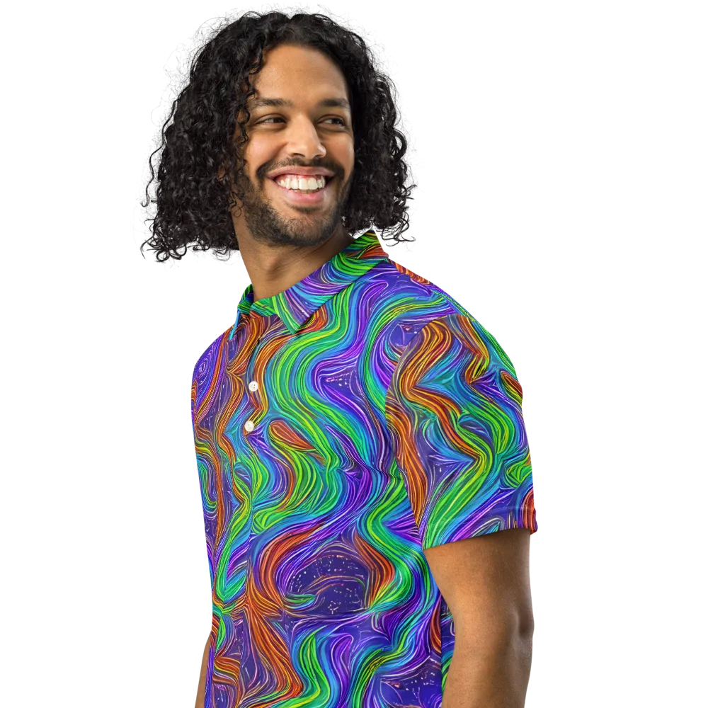 Kaleidoscope Stream on Men's Slim Fit Polo Shirt — Left Front