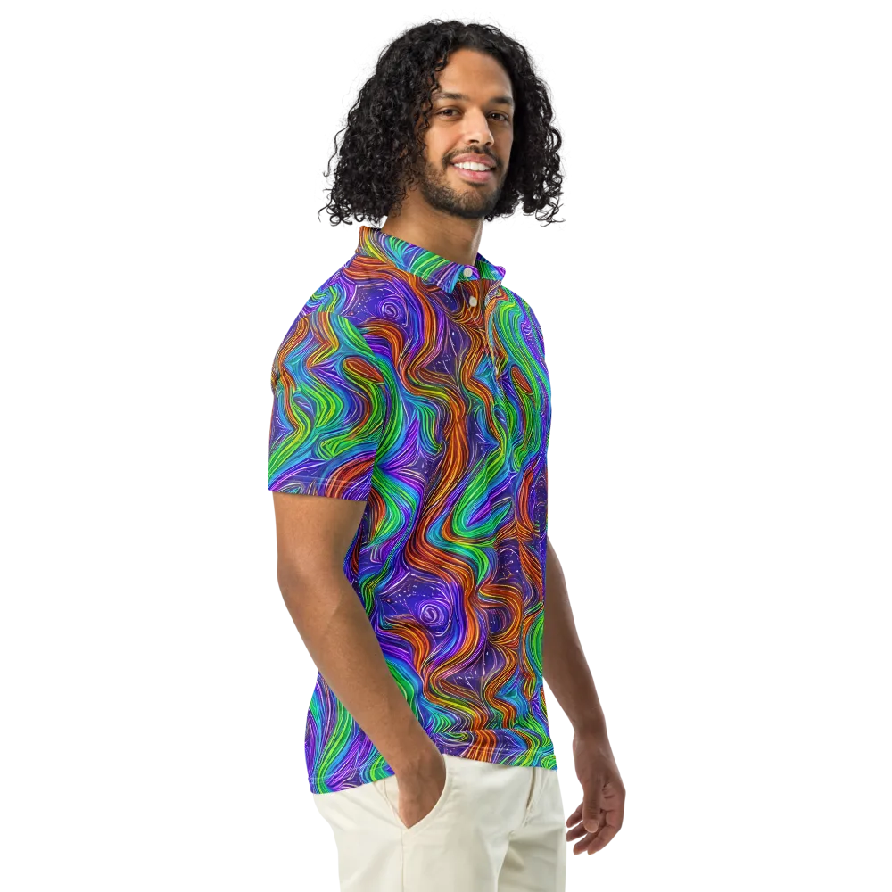 Kaleidoscope Stream on Men's Slim Fit Polo Shirt — Right Front