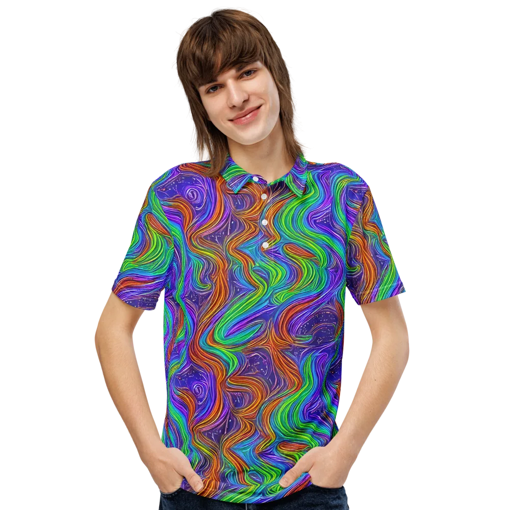 Kaleidoscope Stream on Men's Slim Fit Polo Shirt — Front