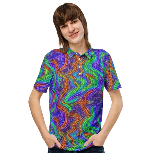 Kaleidoscope Stream on a Men's Slim Fit Polo Shirt