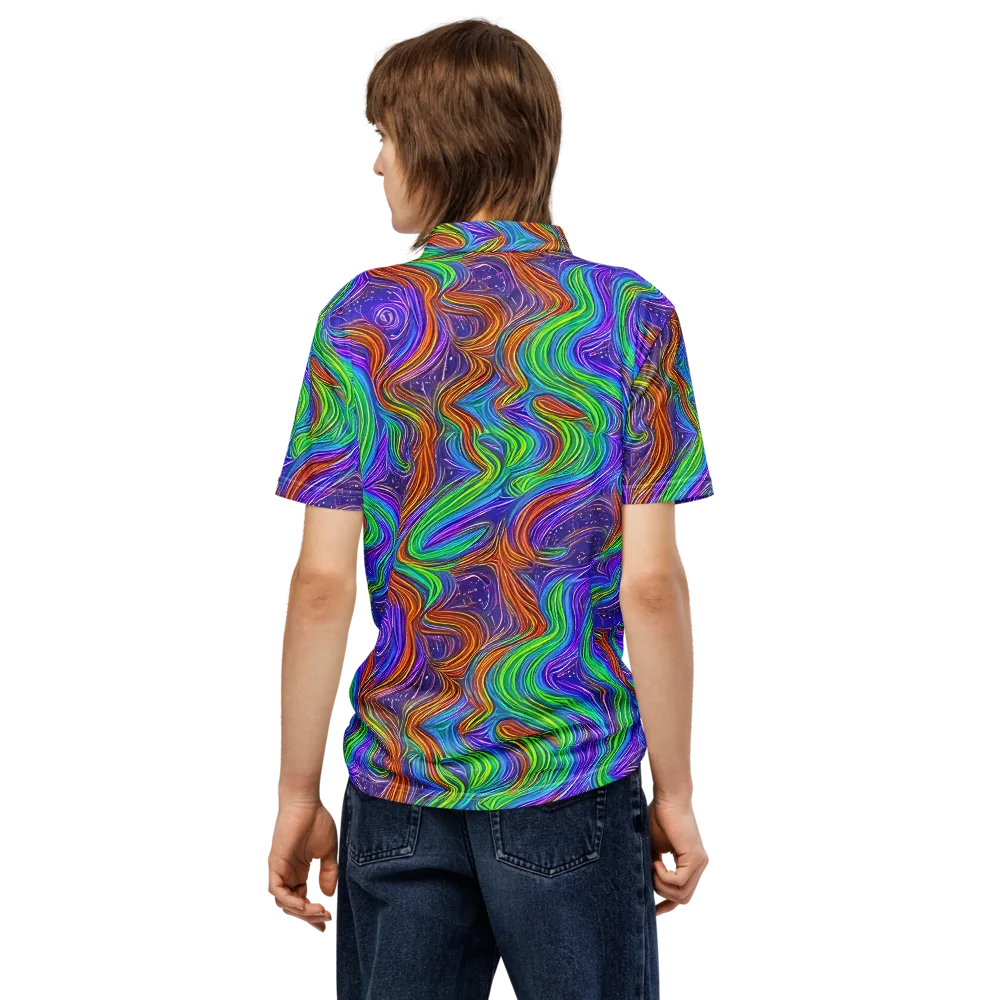 Kaleidoscope Stream on Men's Slim Fit Polo Shirt — Back