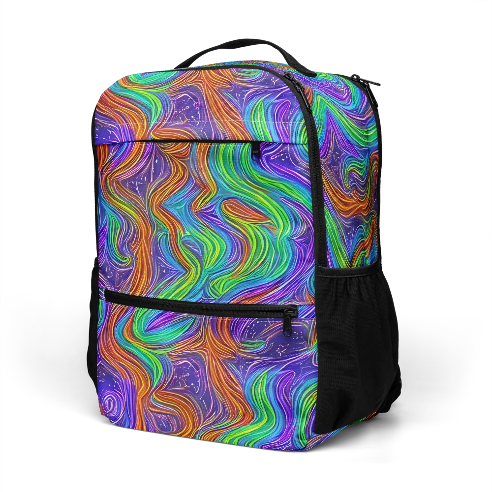 Kaleidoscope Stream on Utility Backpack — Left Front