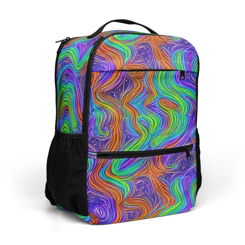 Kaleidoscope Stream on Utility Backpack — Right Front