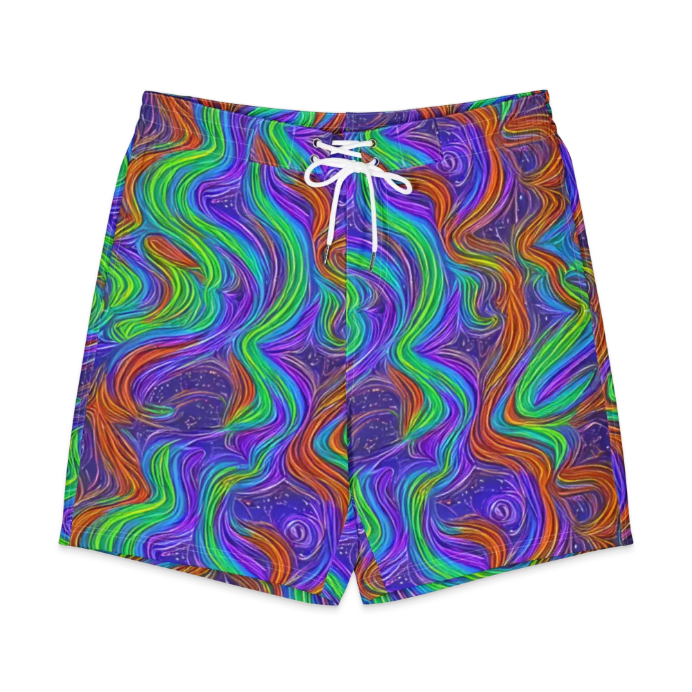 Kaleidoscope Stream on Men's Board Shorts — Front