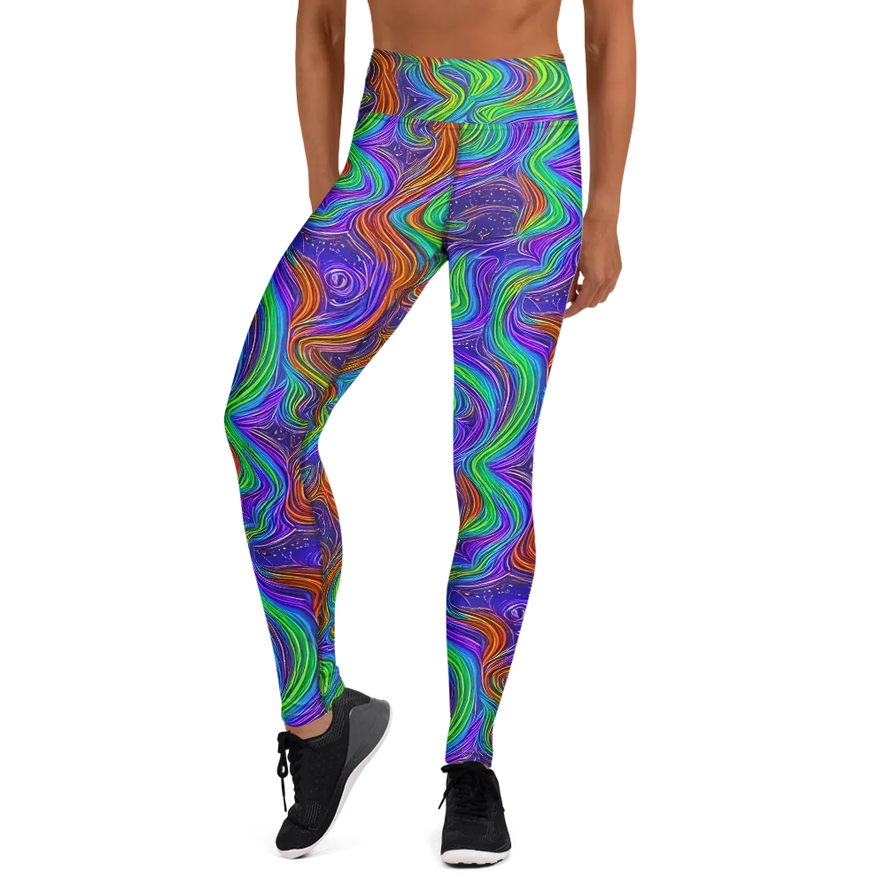 Kaleidoscope Stream on Yoga Leggings — Front
