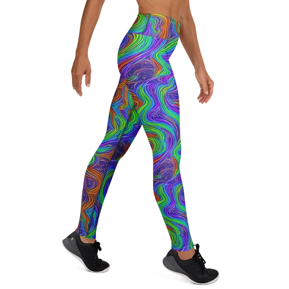 Kaleidoscope Stream on Yoga Leggings — Right