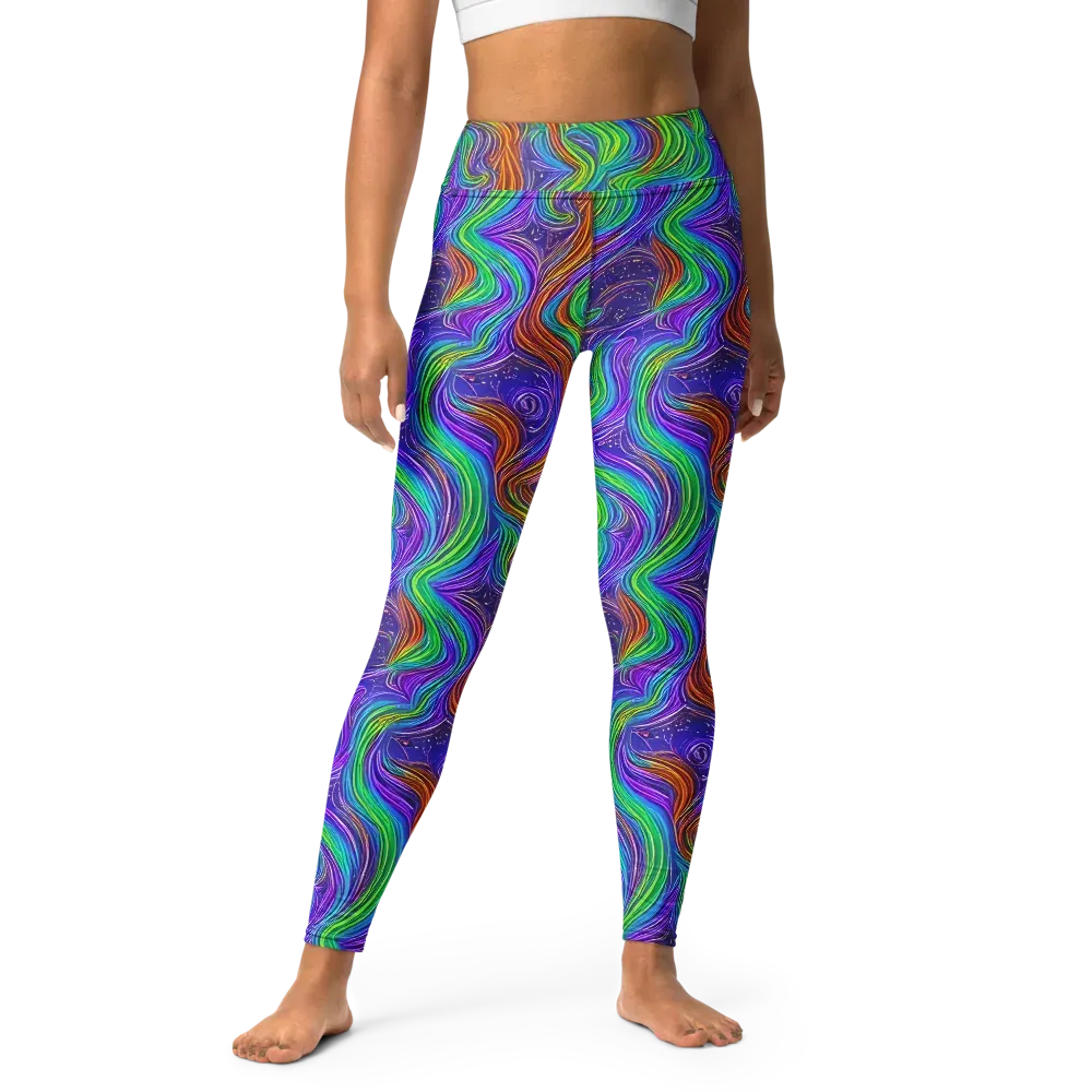 Kaleidoscope Stream on Yoga Leggings — Front