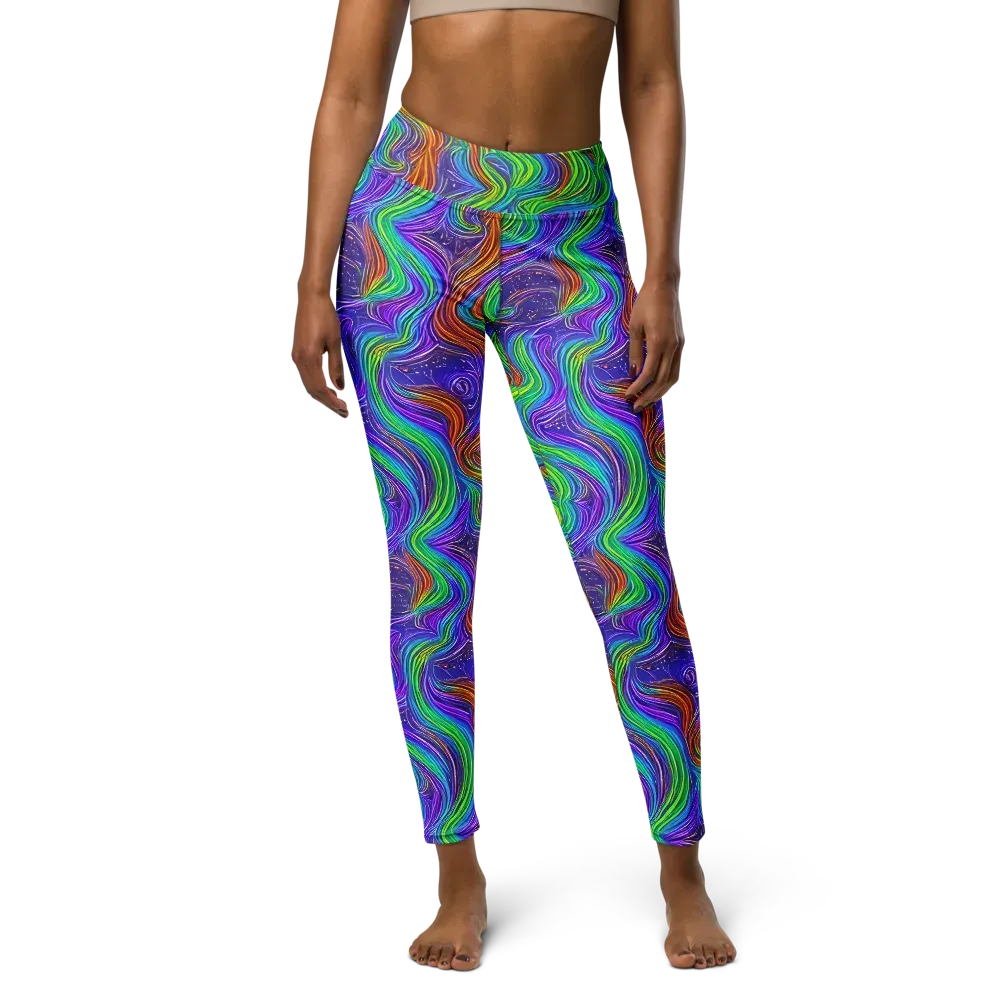 Kaleidoscope Stream on Yoga Leggings — Front