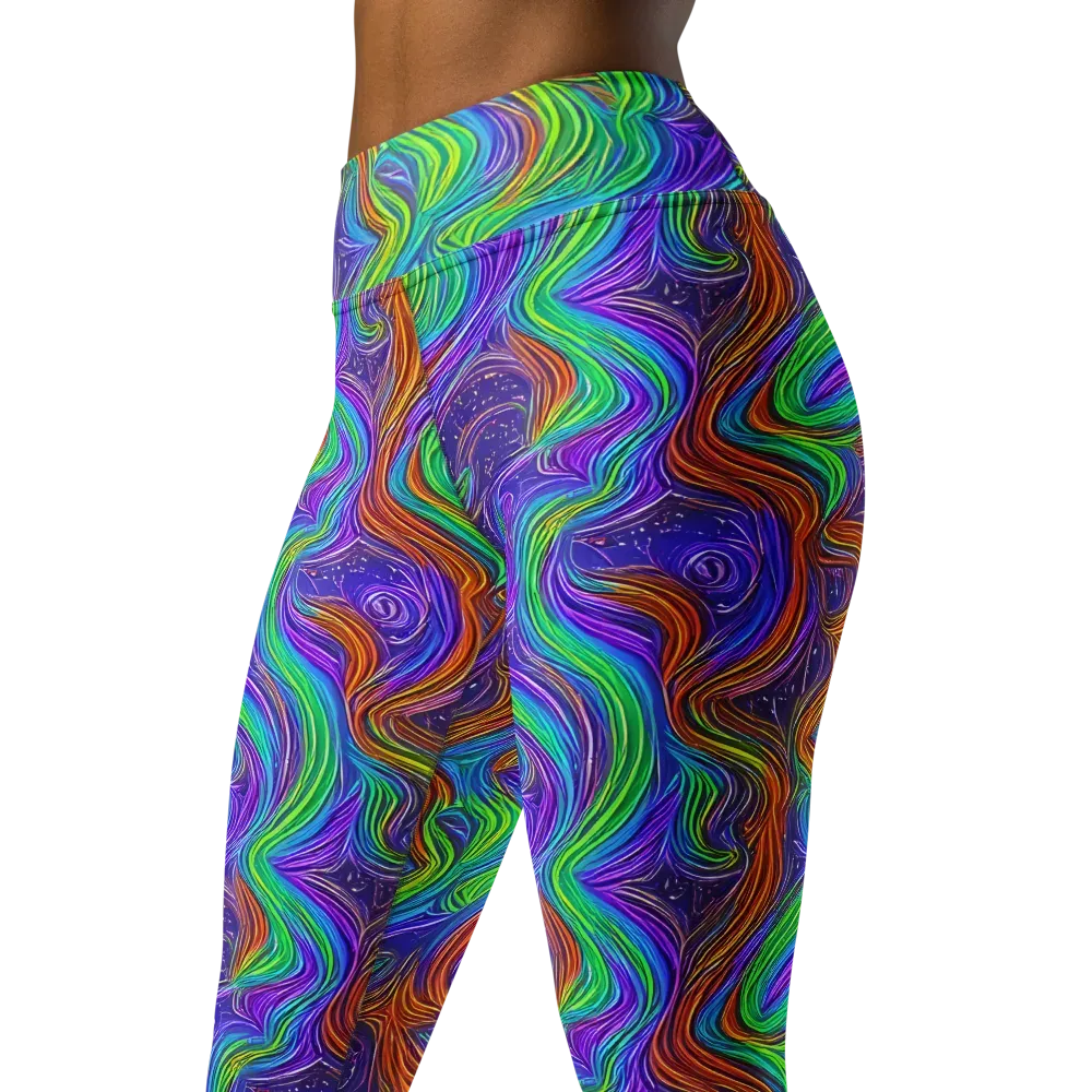 Kaleidoscope Stream on Yoga Leggings — Left Front