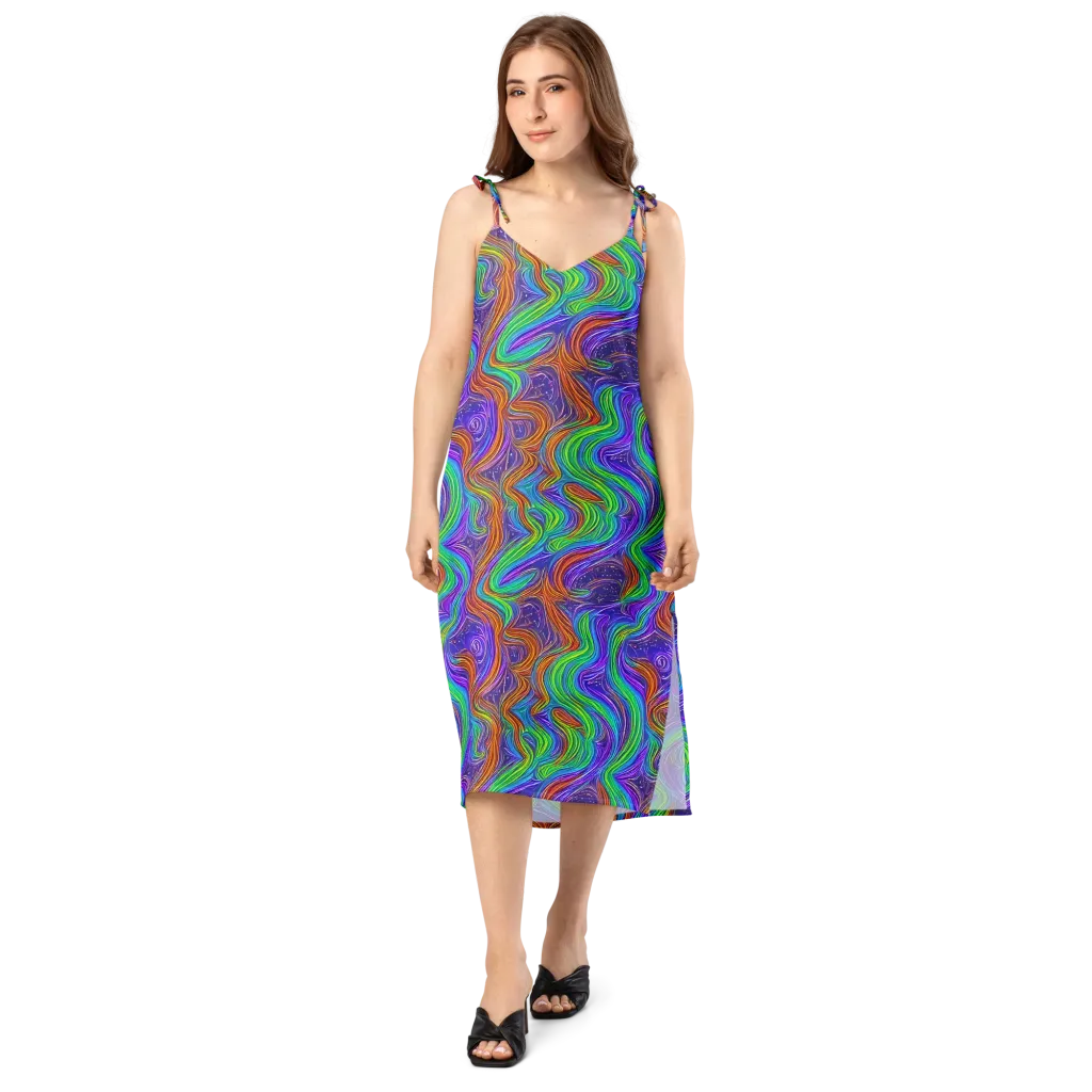 Kaleidoscope Stream on Slip Dress — Front