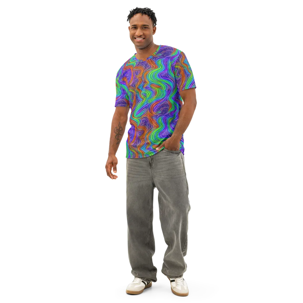 Kaleidoscope Stream on Men's Cotton Crew Neck T-Shirt — Front