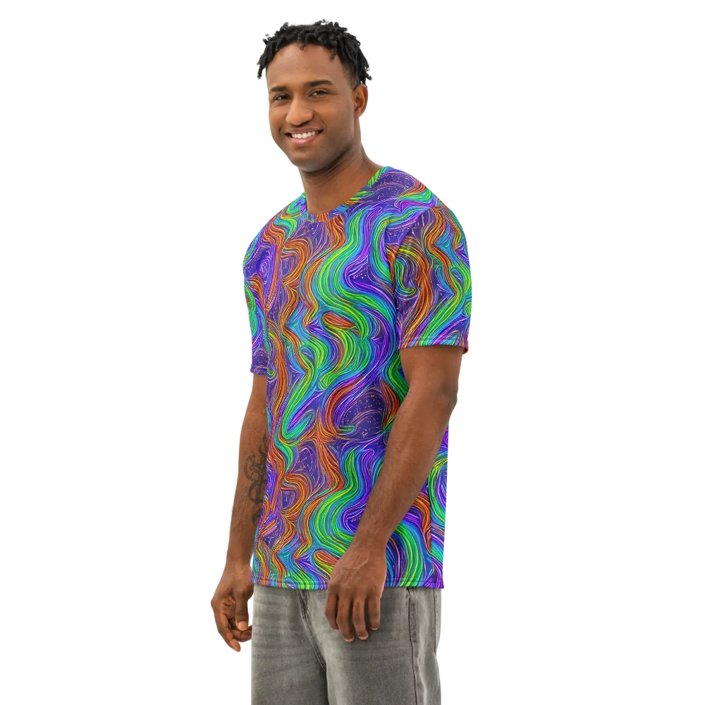 Kaleidoscope Stream on Men's Cotton Crew Neck T-Shirt — Left Front