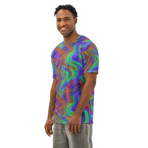 Kaleidoscope Stream on a Men's Cotton Crew Neck T-Shirt
