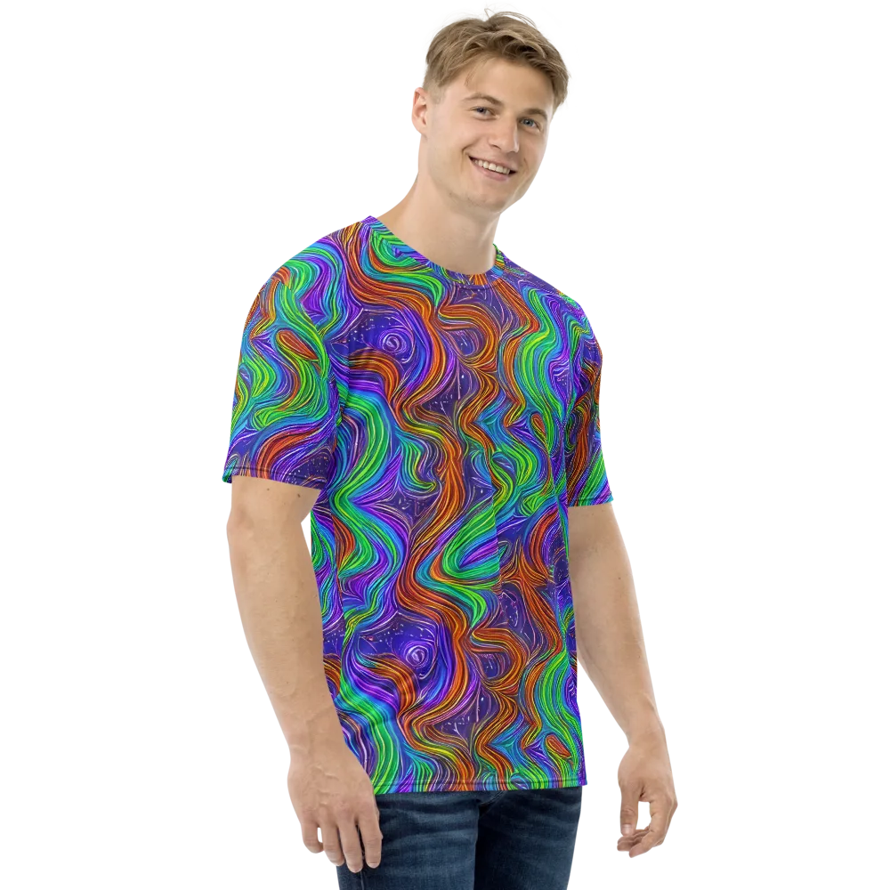 Kaleidoscope Stream on Men's Crew Neck T-Shirt — Right
