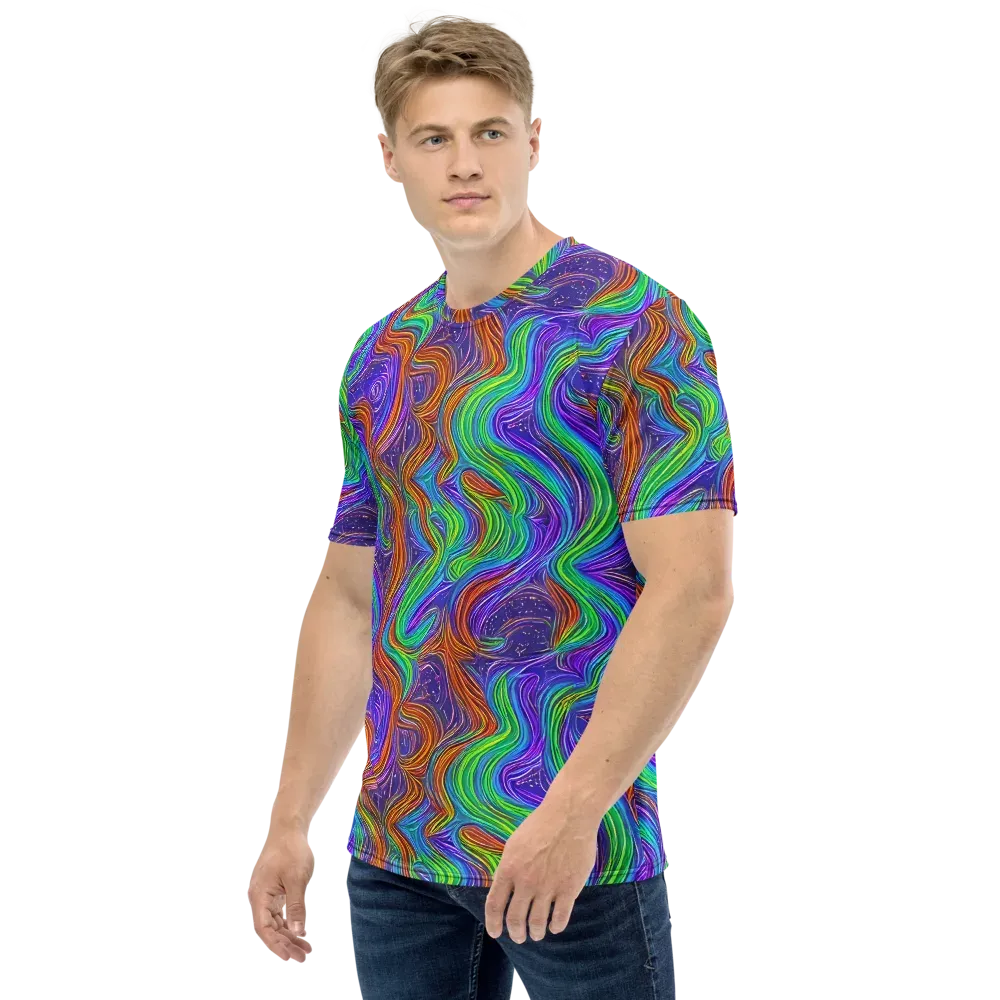 Kaleidoscope Stream on Men's Crew Neck T-Shirt — Left