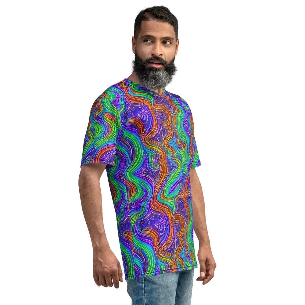 Kaleidoscope Stream on Men's Crew Neck T-Shirt — Right