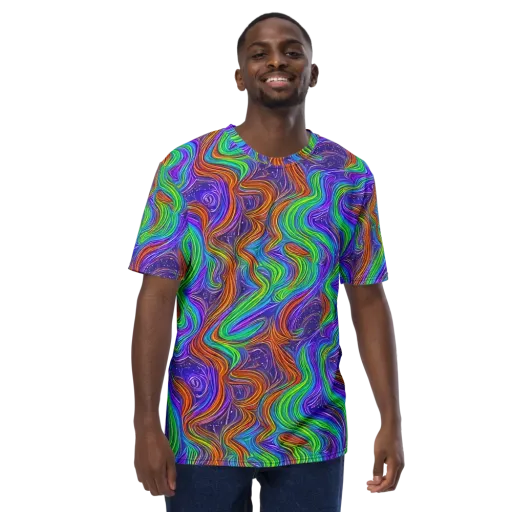 Kaleidoscope Stream on a Men's Crew Neck T-Shirt