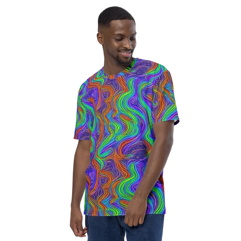 Kaleidoscope Stream on Men's Crew Neck T-Shirt — Left