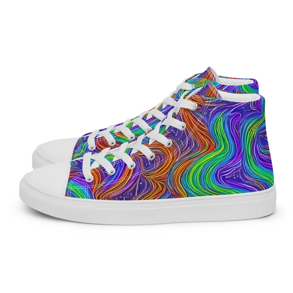 Kaleidoscope Stream on Men's High Top Canvas Shoes — Left