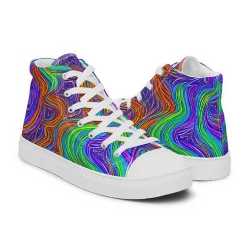 Kaleidoscope Stream on a Men's High Top Canvas Shoes