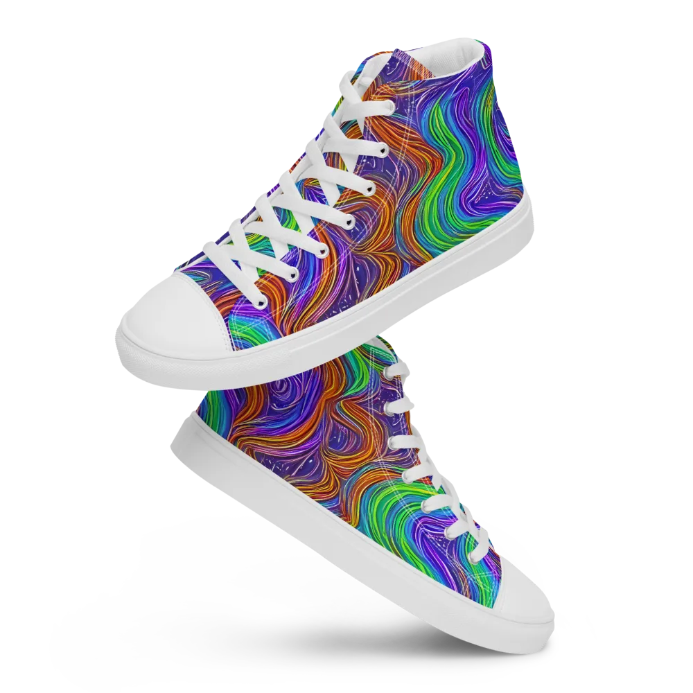 Kaleidoscope Stream on Men's High Top Canvas Shoes — Front