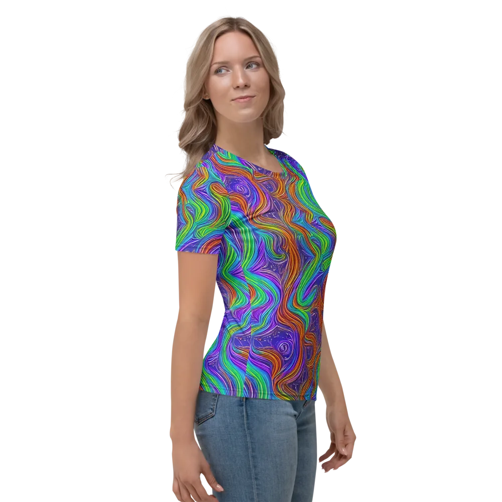 Kaleidoscope Stream on Women's Crew Neck T-Shirt — Right