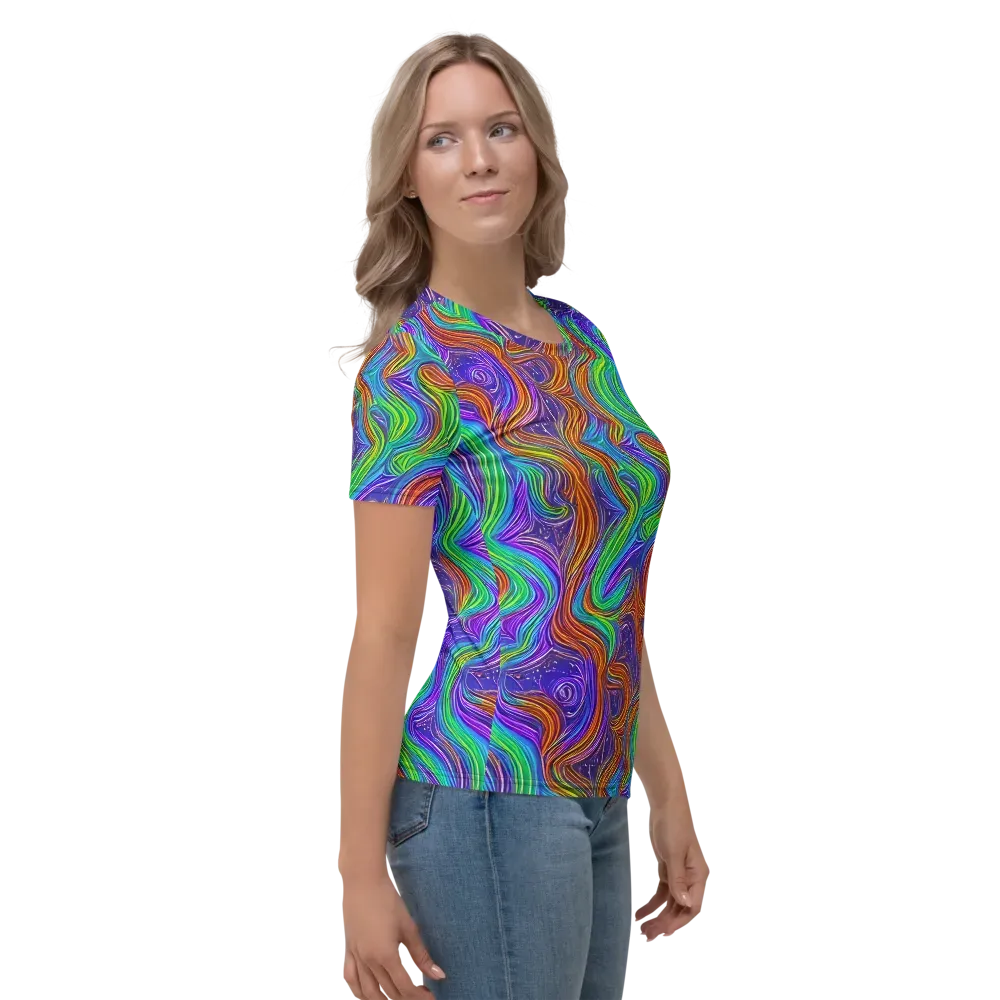 Kaleidoscope Stream on Women's Crew Neck T-Shirt — Right