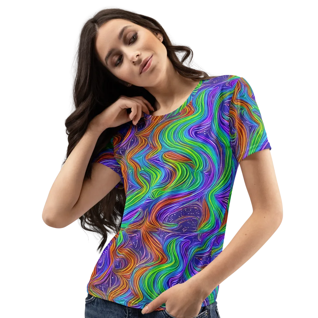 Kaleidoscope Stream on Women's Crew Neck T-Shirt — Left Front