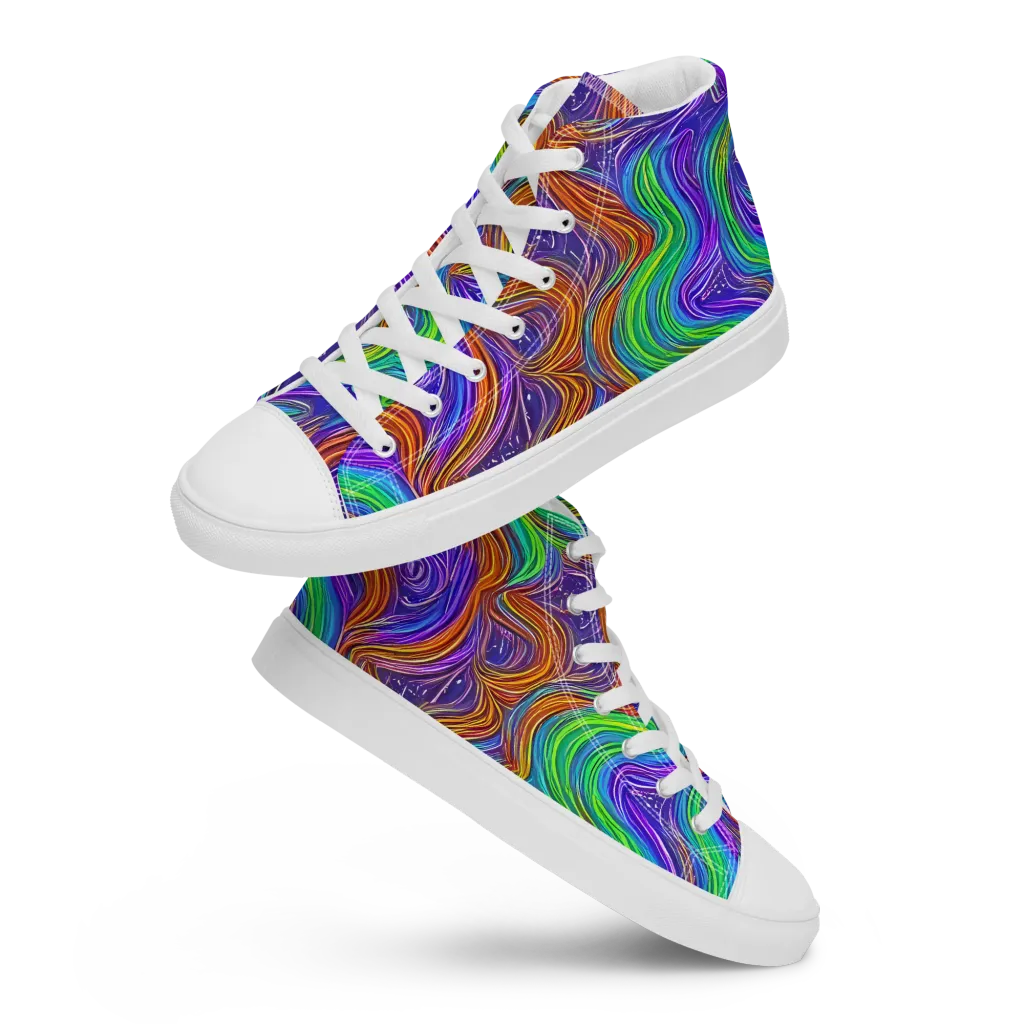 Kaleidoscope Stream on Women's High Top Canvas Shoes — Front