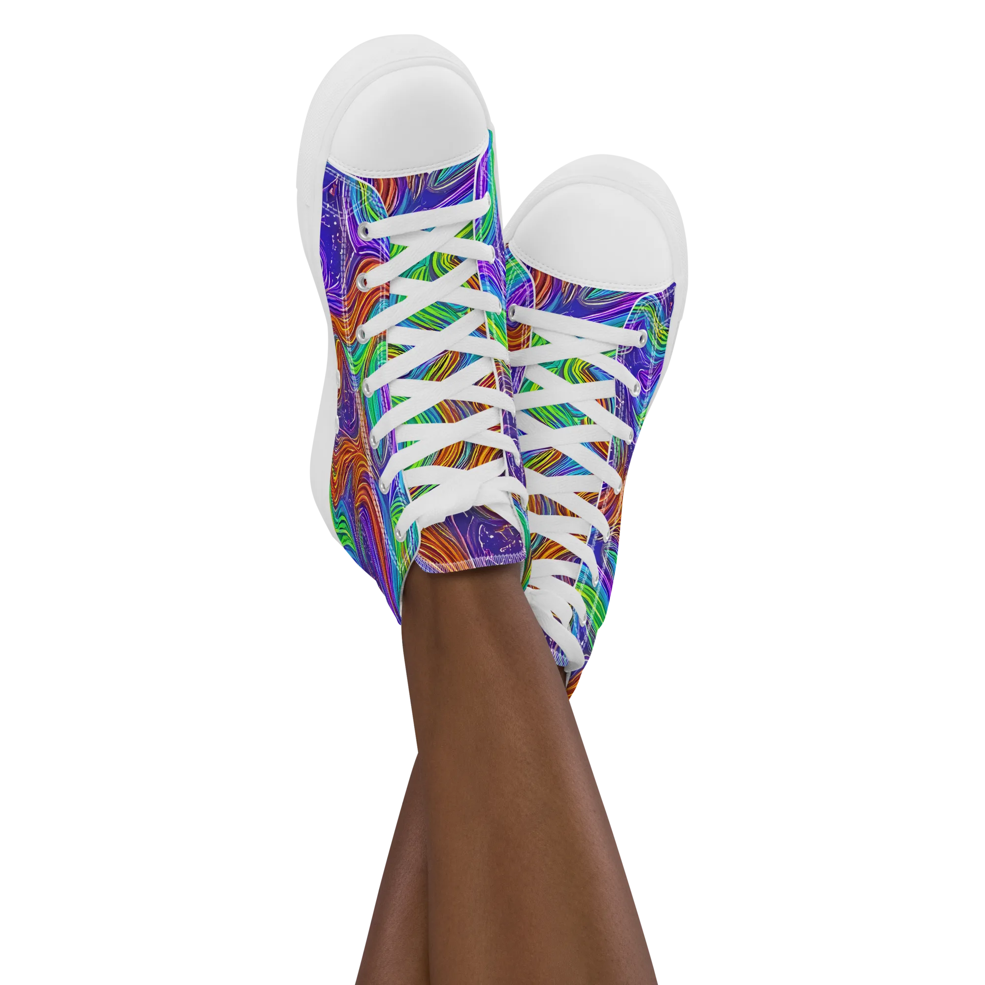 Kaleidoscope Stream on Women's High Top Canvas Shoes — Front