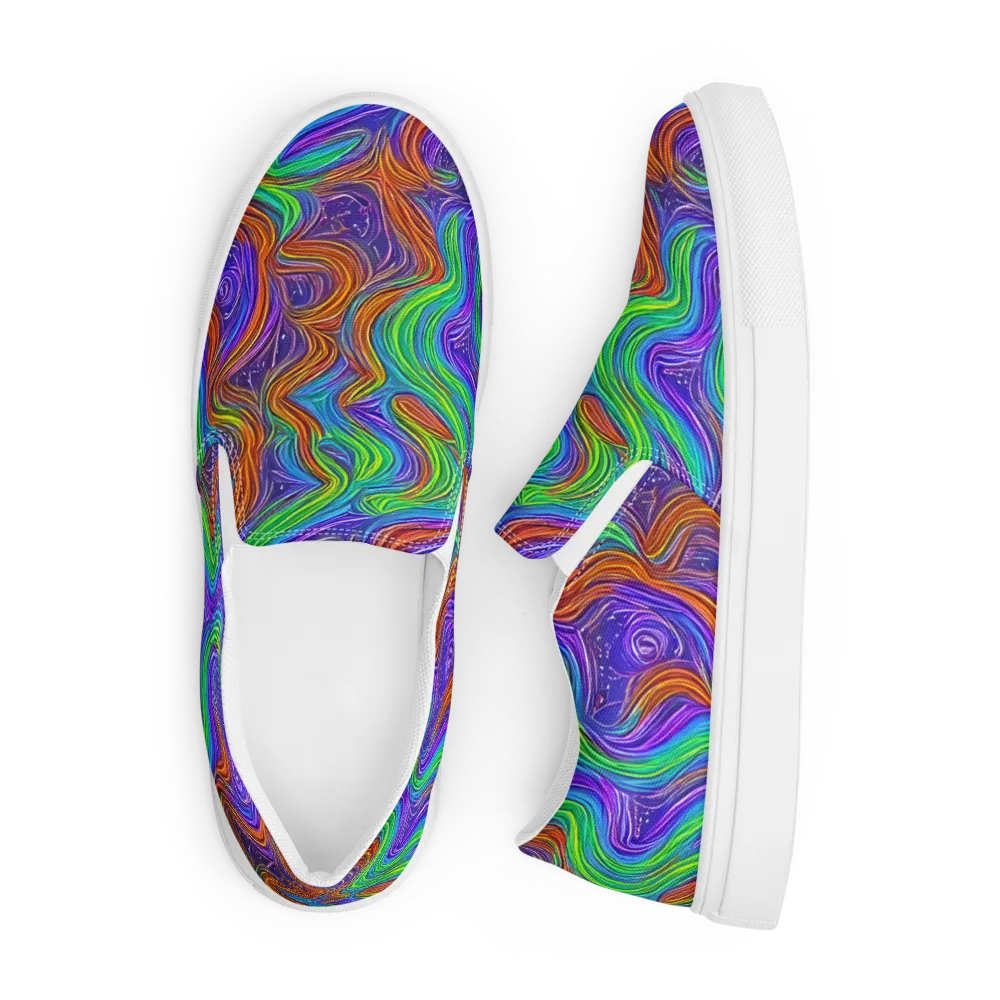 Kaleidoscope Stream on Men's Slip-On Canvas Shoes — Front