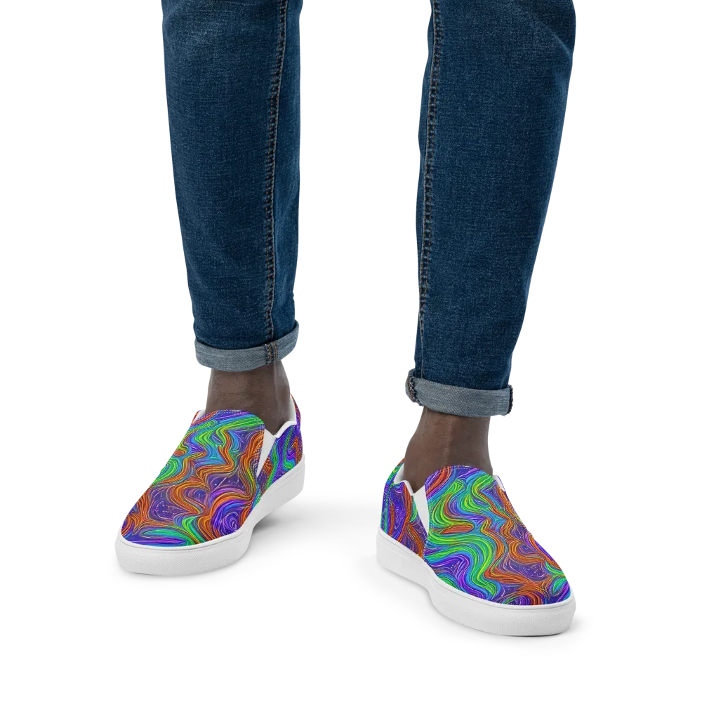 Kaleidoscope Stream on Men's Slip-On Canvas Shoes — Front