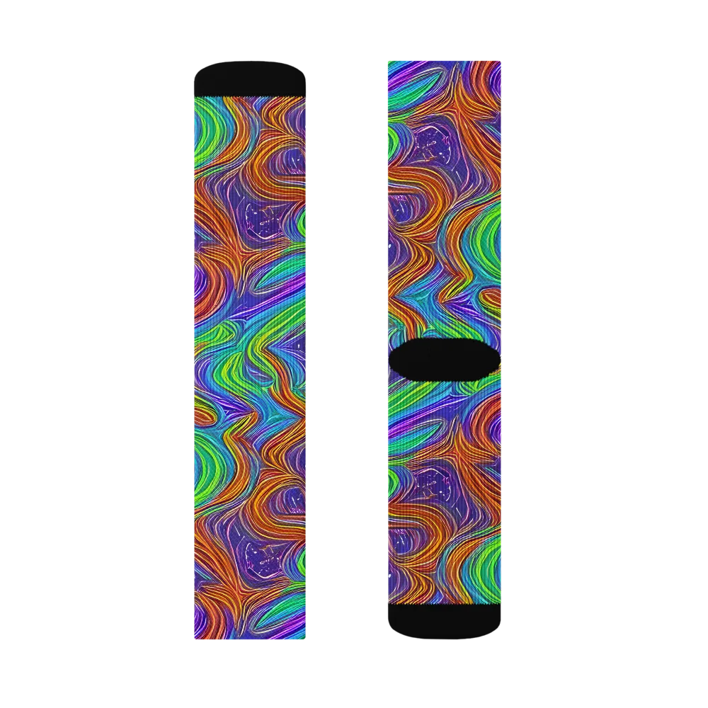 Kaleidoscope Stream on Socks — Left Sock