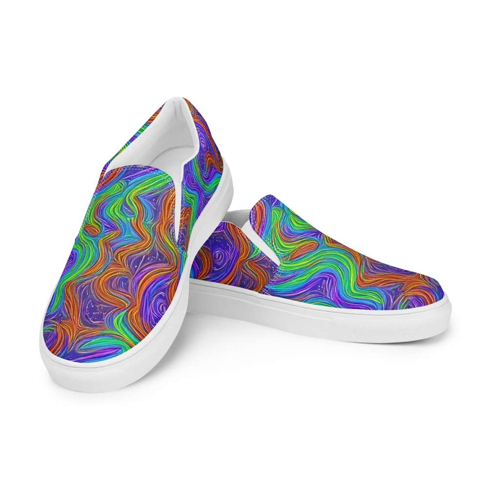 Kaleidoscope Stream on Women's Slip-On Canvas Shoes — Left Front