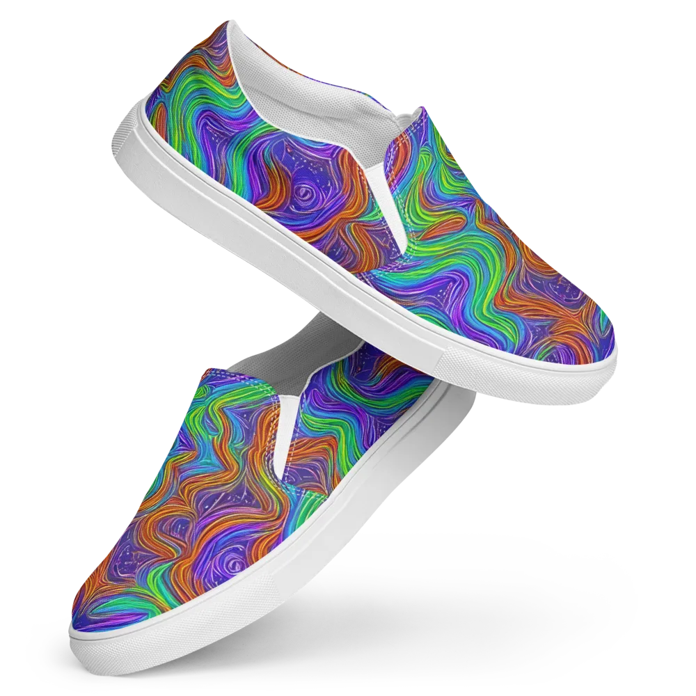 Kaleidoscope Stream on Women's Slip-On Canvas Shoes — Front