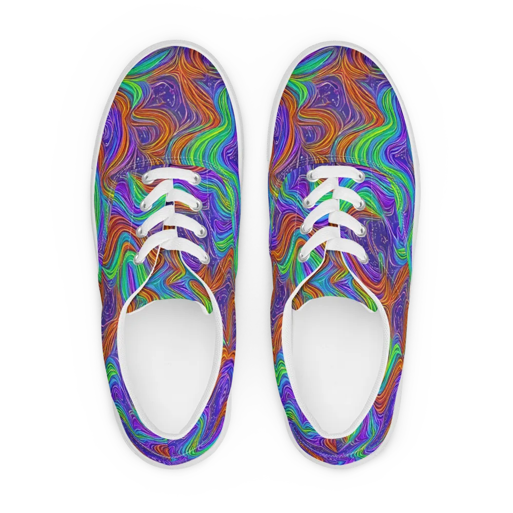 Kaleidoscope Stream on Men's Lace-Up Canvas Shoes — Front