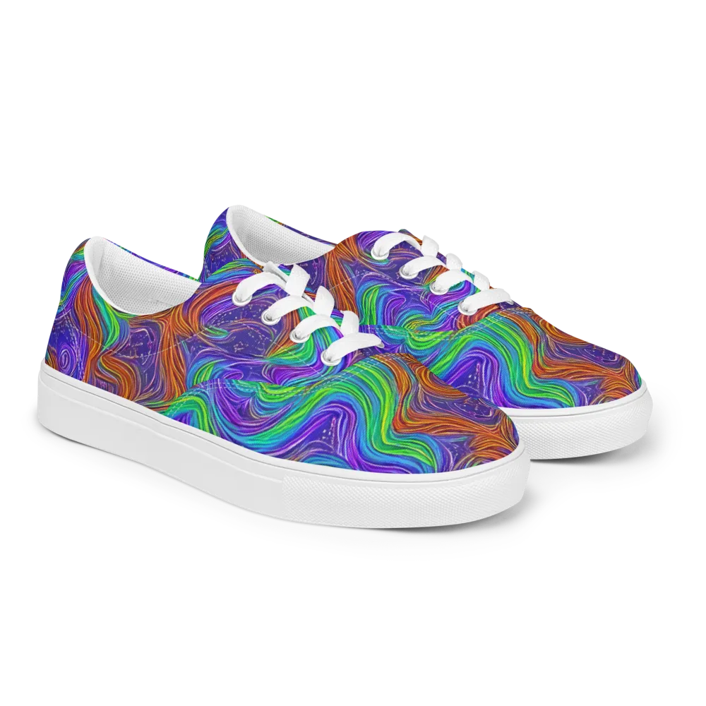 Kaleidoscope Stream on Men's Lace-Up Canvas Shoes — Right Front
