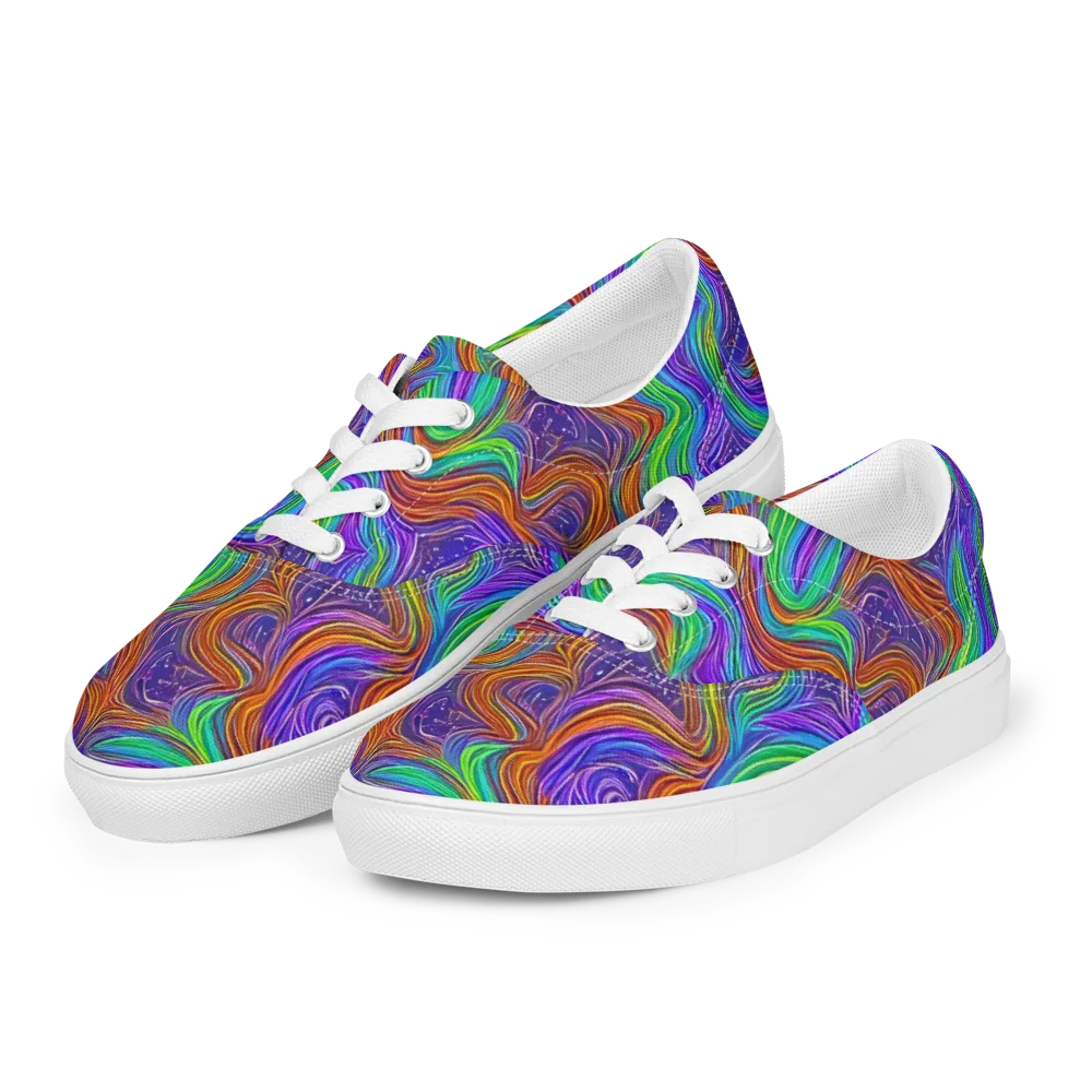 Kaleidoscope Stream on Men's Lace-Up Canvas Shoes — Left Front